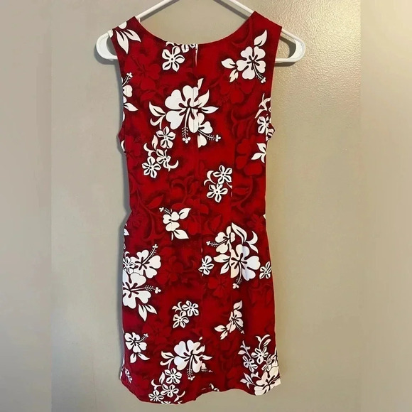 Vintage Pacific Legend Faux Wrap Hawaiian Red Floral Small USA Sleeveless Mini - Picture 2 of 8